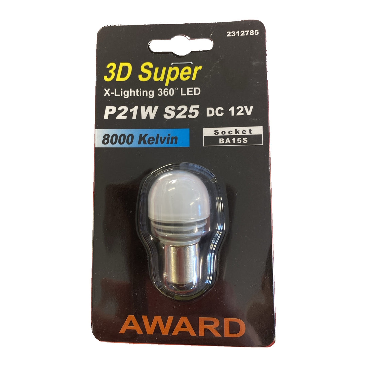 Award 3D Super LED-lampa P21W BA15S 12V vit 8000 Kelvin i förpackning