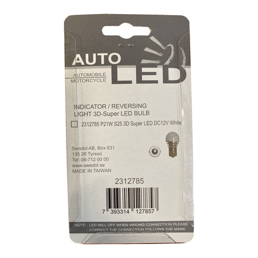 Baksida av förpackning Award LED-lampa P21W för blinkers och backljus