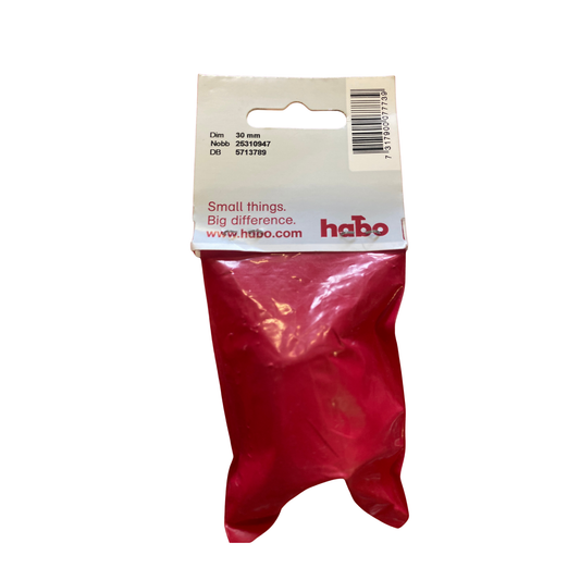 Dörrstopp vit gummi 30 mm, baksida av förpackning med dimension, NOBB och streckkod