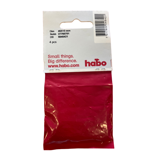 Hängbleck förpackning baksida med mått 45 x 13 mm, antal 4 st och streckkod