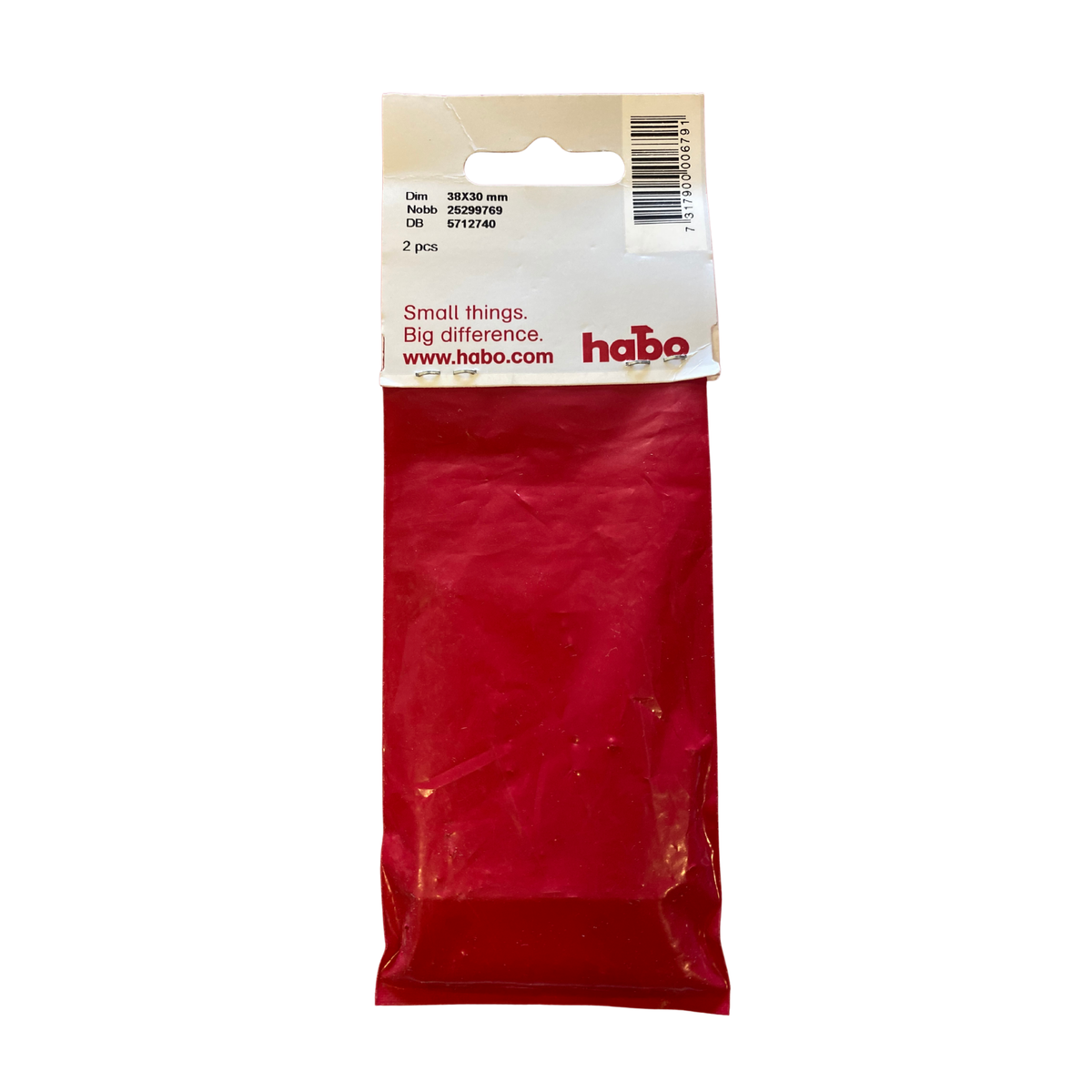 Gångjärn förpackning baksida med mått 38 x 30 mm, antal 2 st och streckkod
