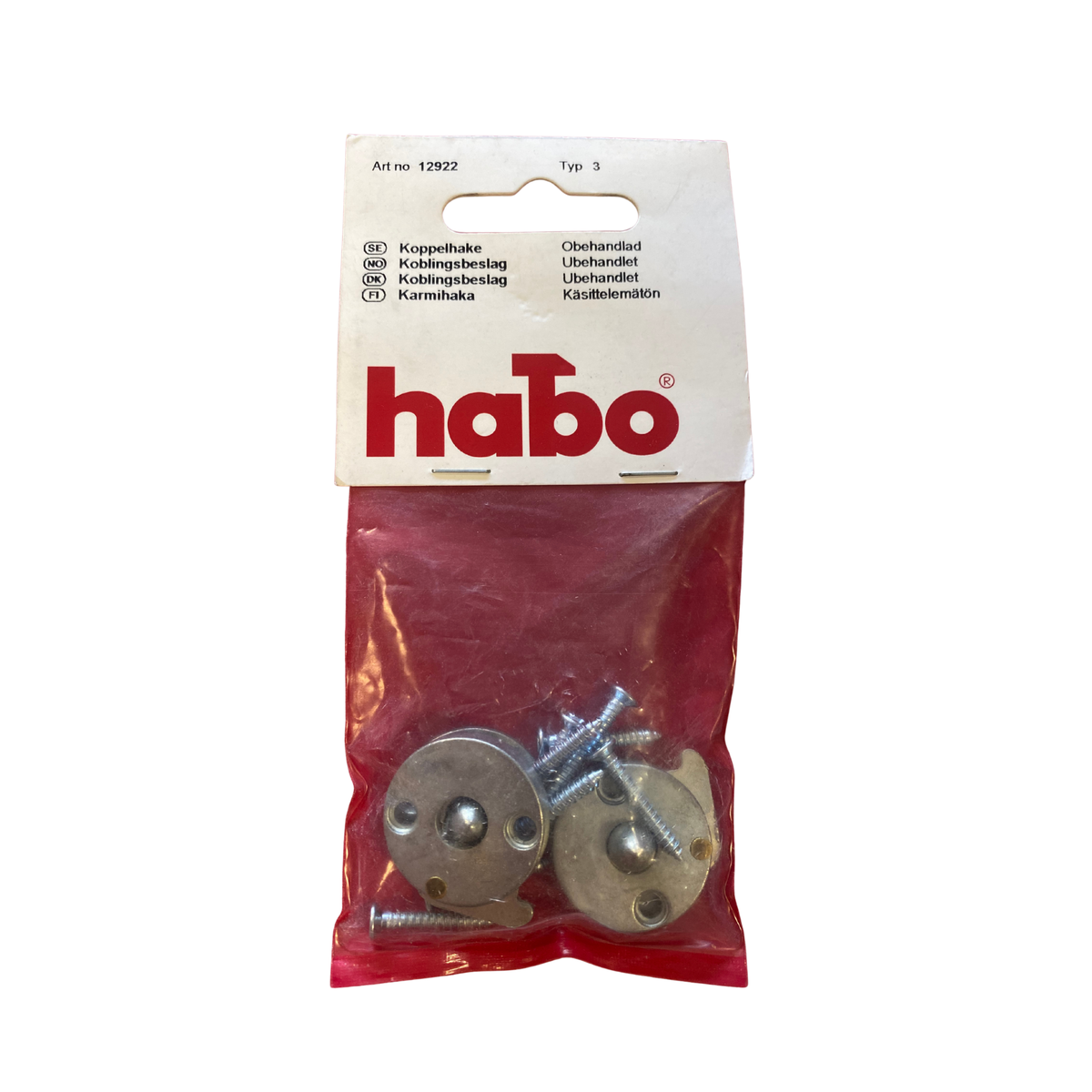 Koppelhake typ 3 obehandlad Ø 25 mm med skruv för kopplade fönster, 2 st i originalförpackning från Habo