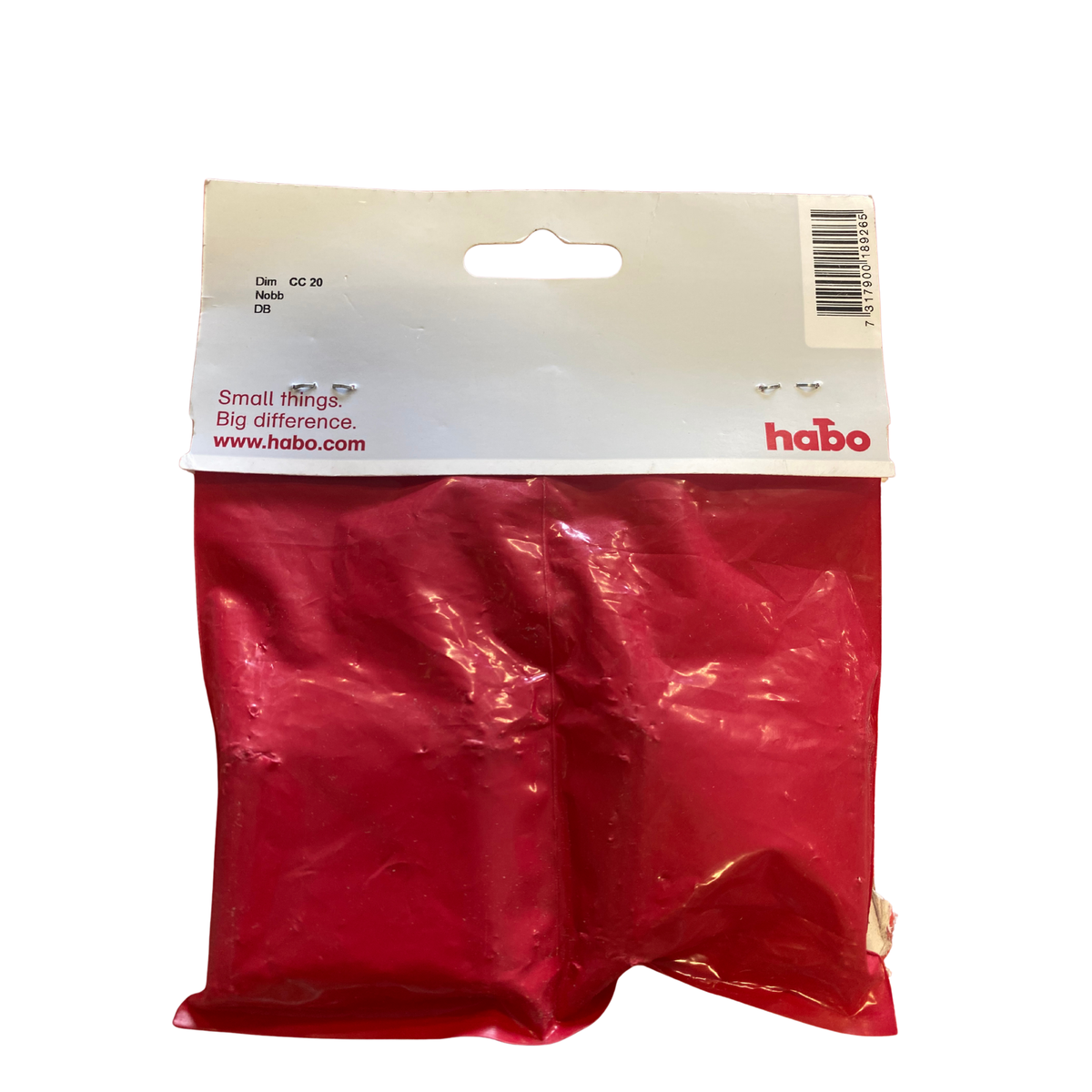 Lådhandtag Ellen svart CC 20 mm 2-pack, baksida av förpackningen med dimension och streckkod