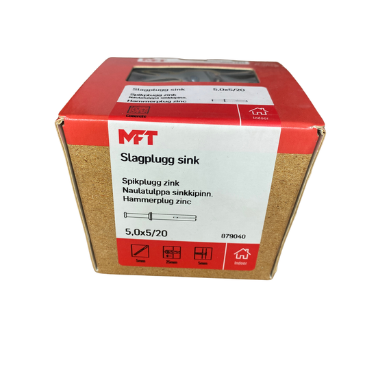 MFT slagplugg zink 5,0x5/20 för betong i förpackning