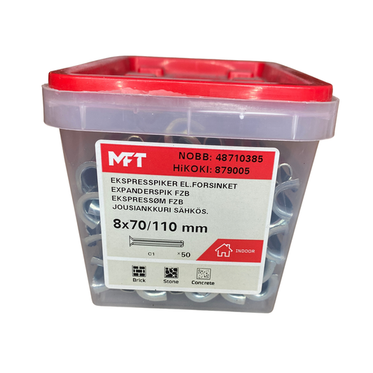 MFT expanderspik 8x70/110 förzinkad i plastförpackning