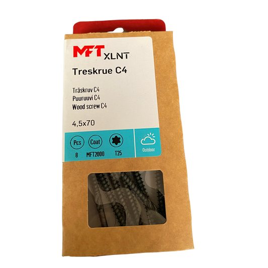 MFT XLNT träskruv C4 4,5x70 mm T25 förpackning framsida