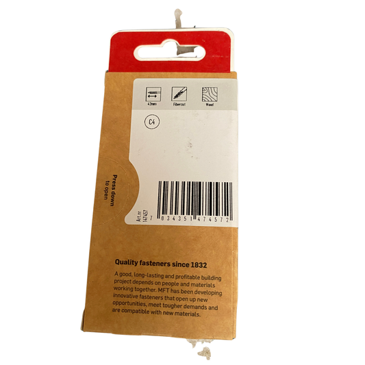 MFT XLNT träskruv C4 4,5x70 mm specifikationer baksida förpackning