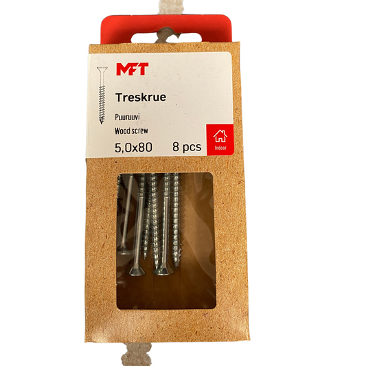 MFT träskruv 5,0x80 mm försänkt huvud T25 förpackning framsida