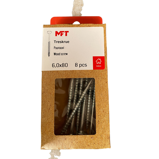 MFT träskruv 6,0x80 mm kullrigt huvud T30 förpackning framsida