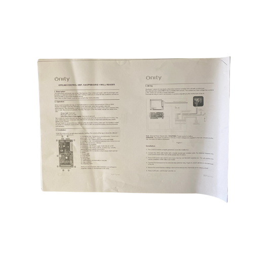 Onity installationsmanual för CA32PSB offline styrenhet och väggläsare