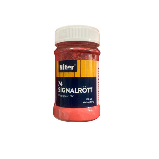Färgpigment Signalrött nr 74 från Nitor i burk om 100 ml