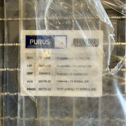 Etikett rutgaller Purus RSK 7129938 storlek 200x200 mm