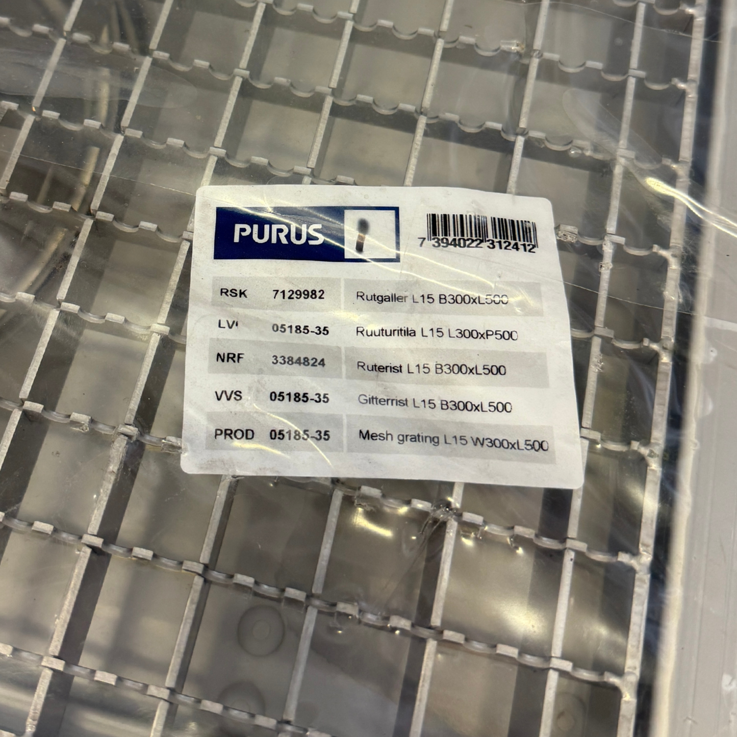 Etikett rutgaller Purus RSK 7129982 storlek 300x500 mm