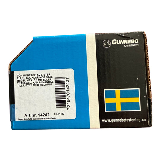 Listskruv Gunnebo förpackning sida med användningsområde och artikelnummer 14242