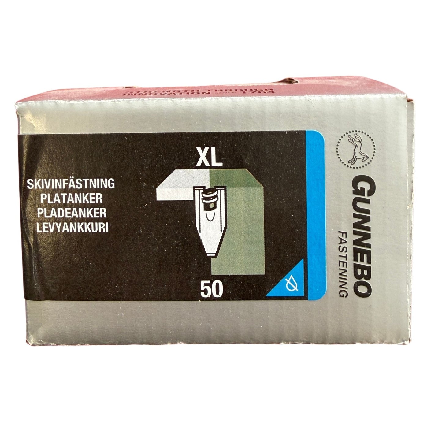 Platanker Gunnebo elförzinkad XL, förpackning framsida med produktbild och specifikationer