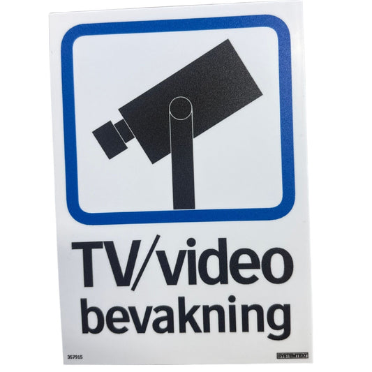 Varningsskylt TV/video bevakning med kamerasymbol från Systemtext