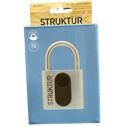 Struktur hänglås fingerprint i förpackning med produktbild och art nr 4004-10643