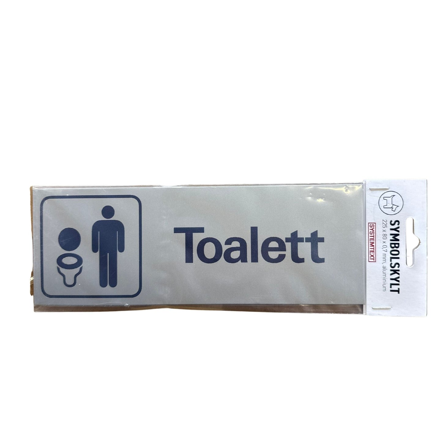 Systemtext symbolskylt Toalett i aluminium med toalettsymbol, förpackning