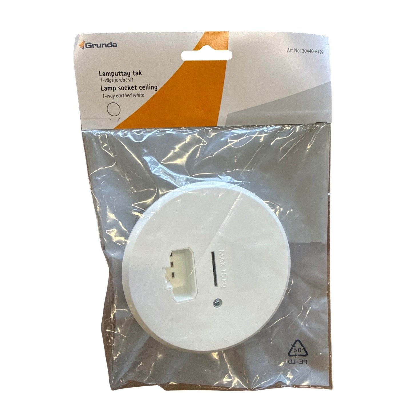 Grunda lamputtag DCL tak 1V 2-polig infälld vit i förpackning, max 15 kg