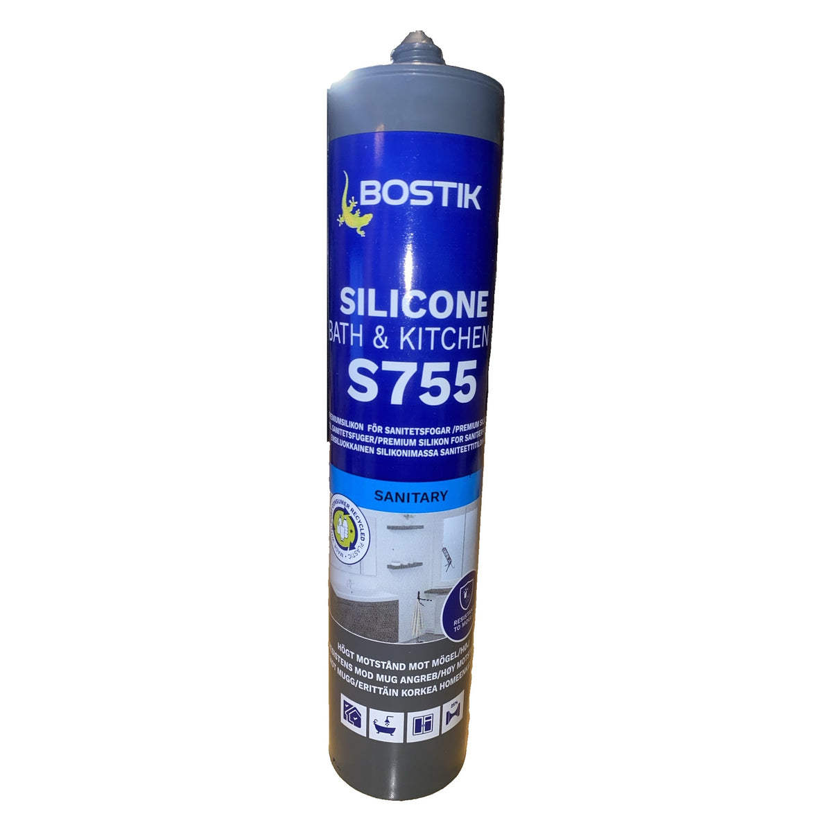 Silikonfog Bostik S755 Bath & Kitchen svart 300 ml för sanitetsfogar