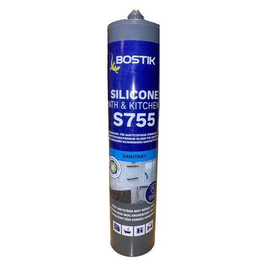 Silikonfog Bostik S755 Bath & Kitchen white grey 300 ml för sanitetsfogar