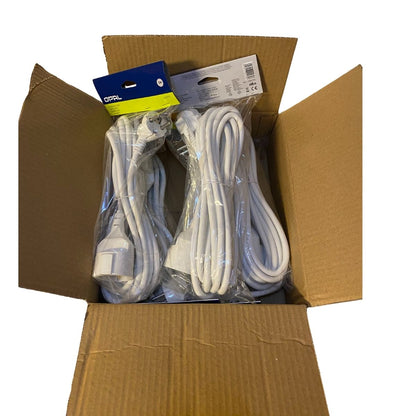 Skarvsladd 5 meter, jordad vit förpackad i kartong, 10-pack