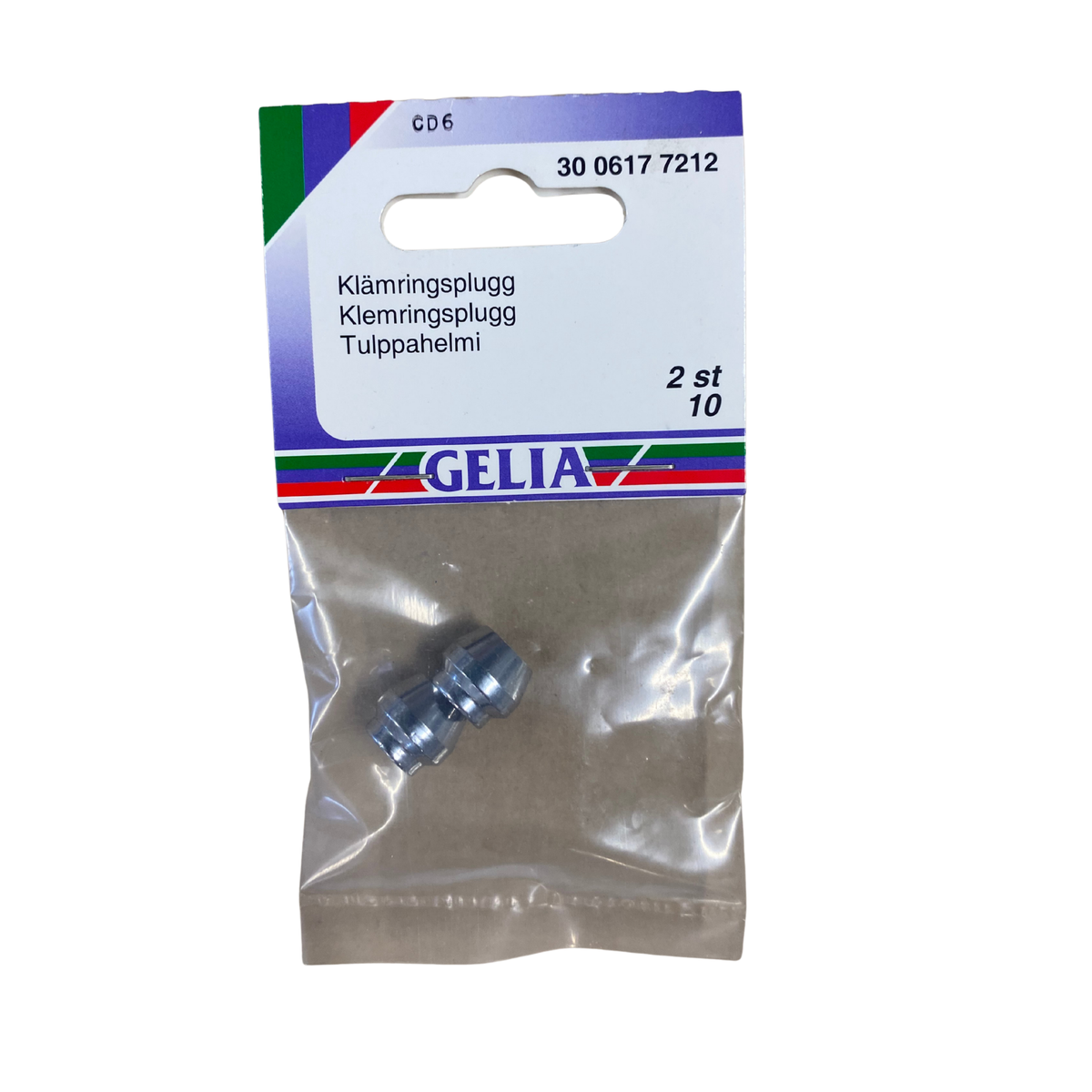 Klämringspropp 10 mm GELIA i originalförpackning, framsida