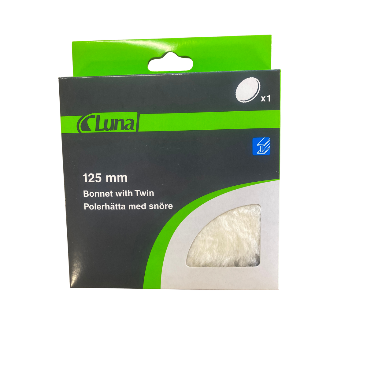 Polerhätta Luna med snöre 125 mm förpackning framsida