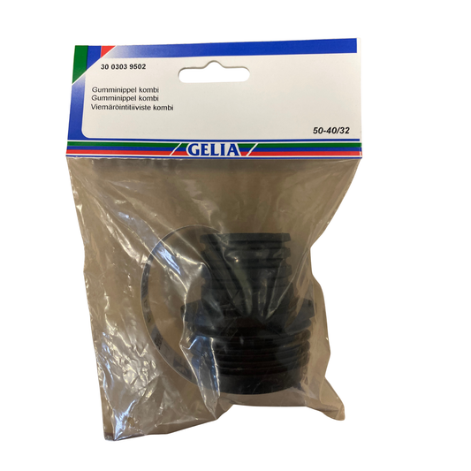 Gumminippel kombi 50-40/32 mm GELIA i förpackning, framsida