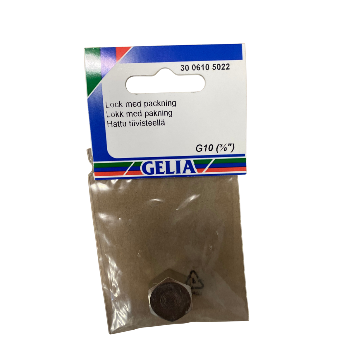 Lock med packning G10 GELIA i förpackning, framsida