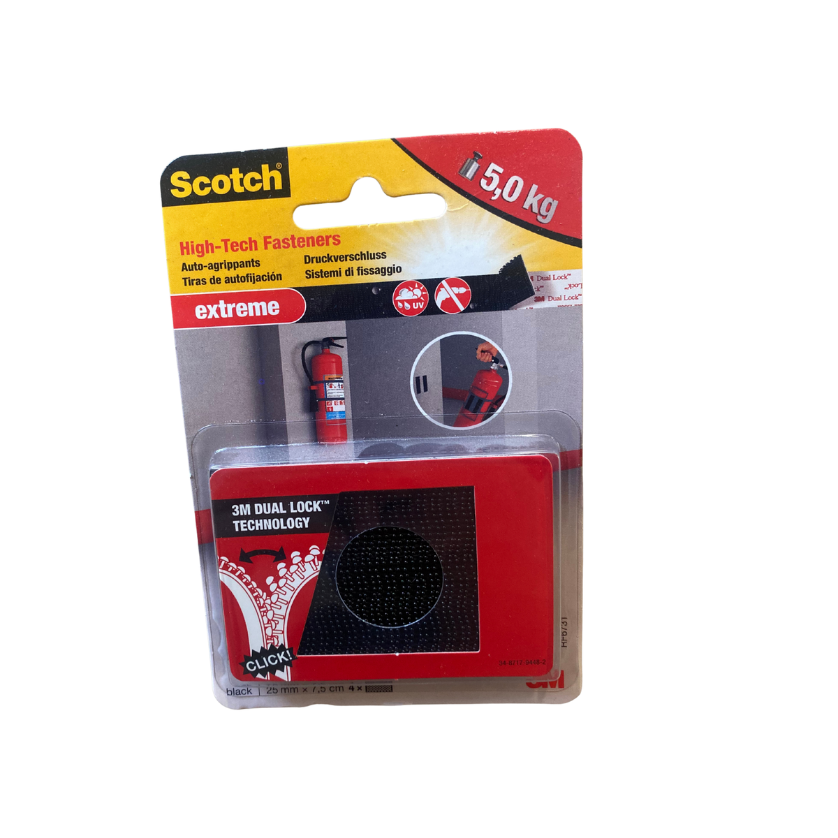 Scotch Extreme Fasteners kardborreband svart 25x75mm förpackning framsida