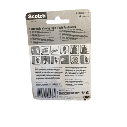 Scotch Extreme Fasteners förpackning baksida med bruksanvisning och montering