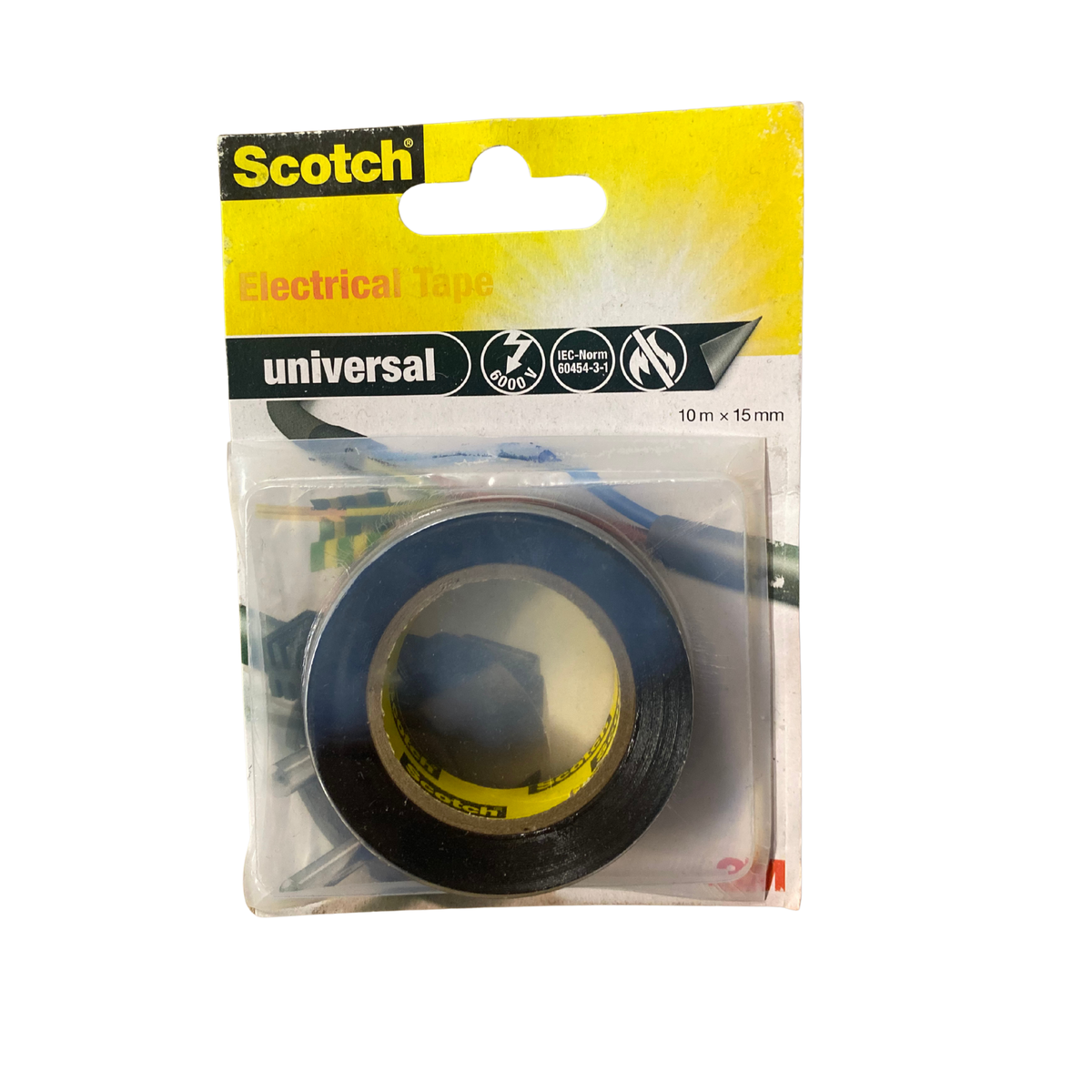 Eltejp Scotch svart 10m x 15mm förpackning framsida