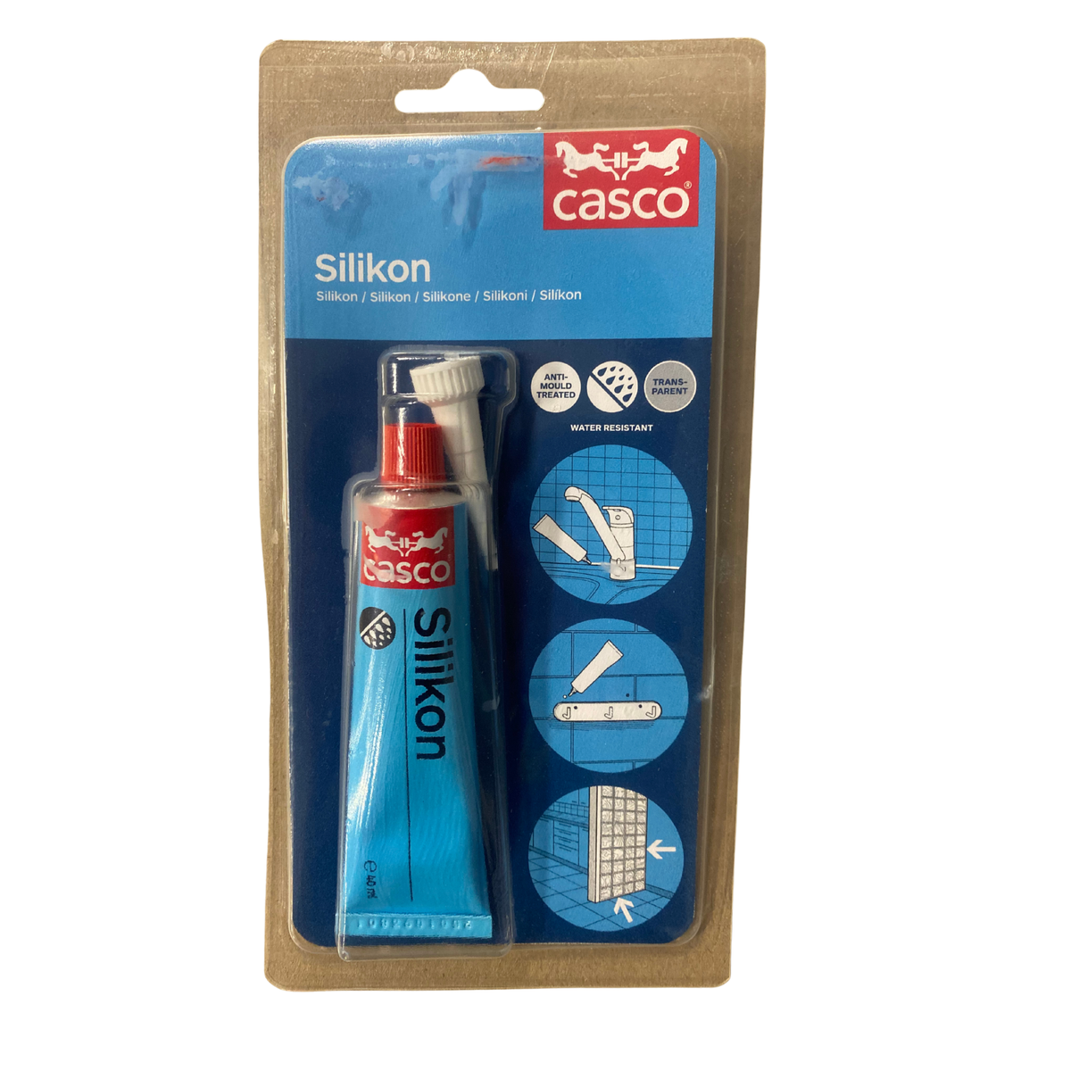 Silikon Casco transparent 40 ml förpackning framsida