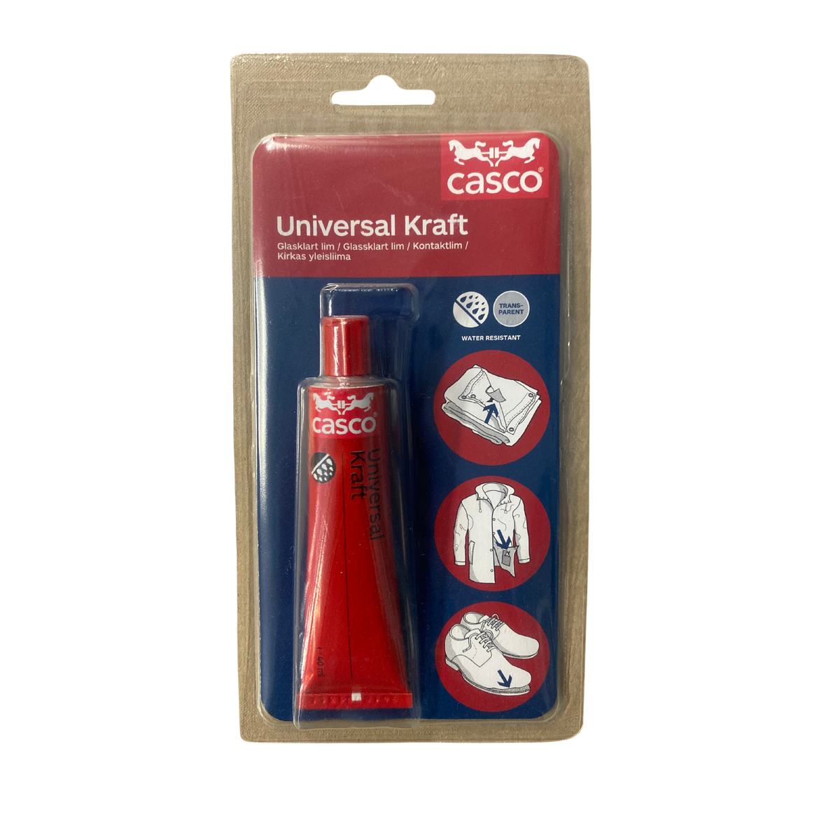 Kontaktlim Casco Universal Kraft transparent 40 ml förpackning framsida