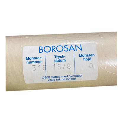 Tapetrulle Borosan 516 etikett med tryckdatum 16/8