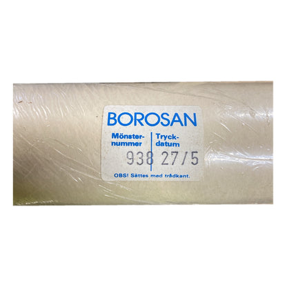 Tapetrulle Borosan 938 etikett med tryckdatum 27/5