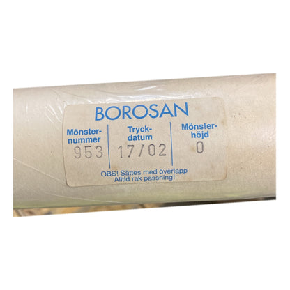 Tapetrulle Borosan 953 med etikett, tryckdatum och mönsterhöjd 0