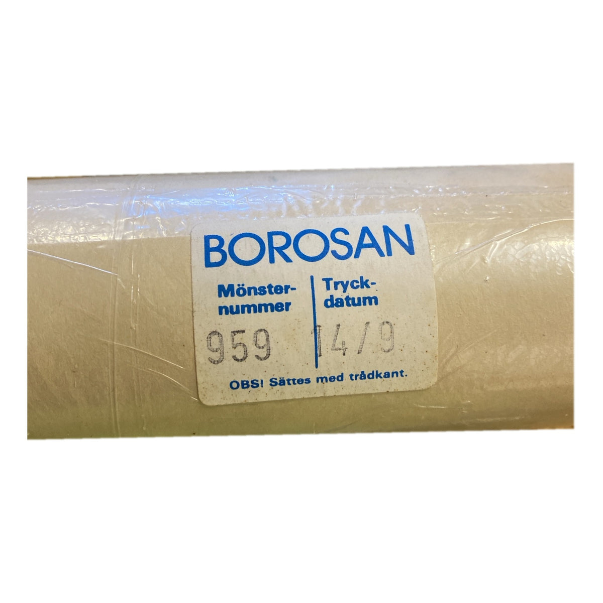 Tapetrulle Borosan 959 etikett med tryckdatum 14/9