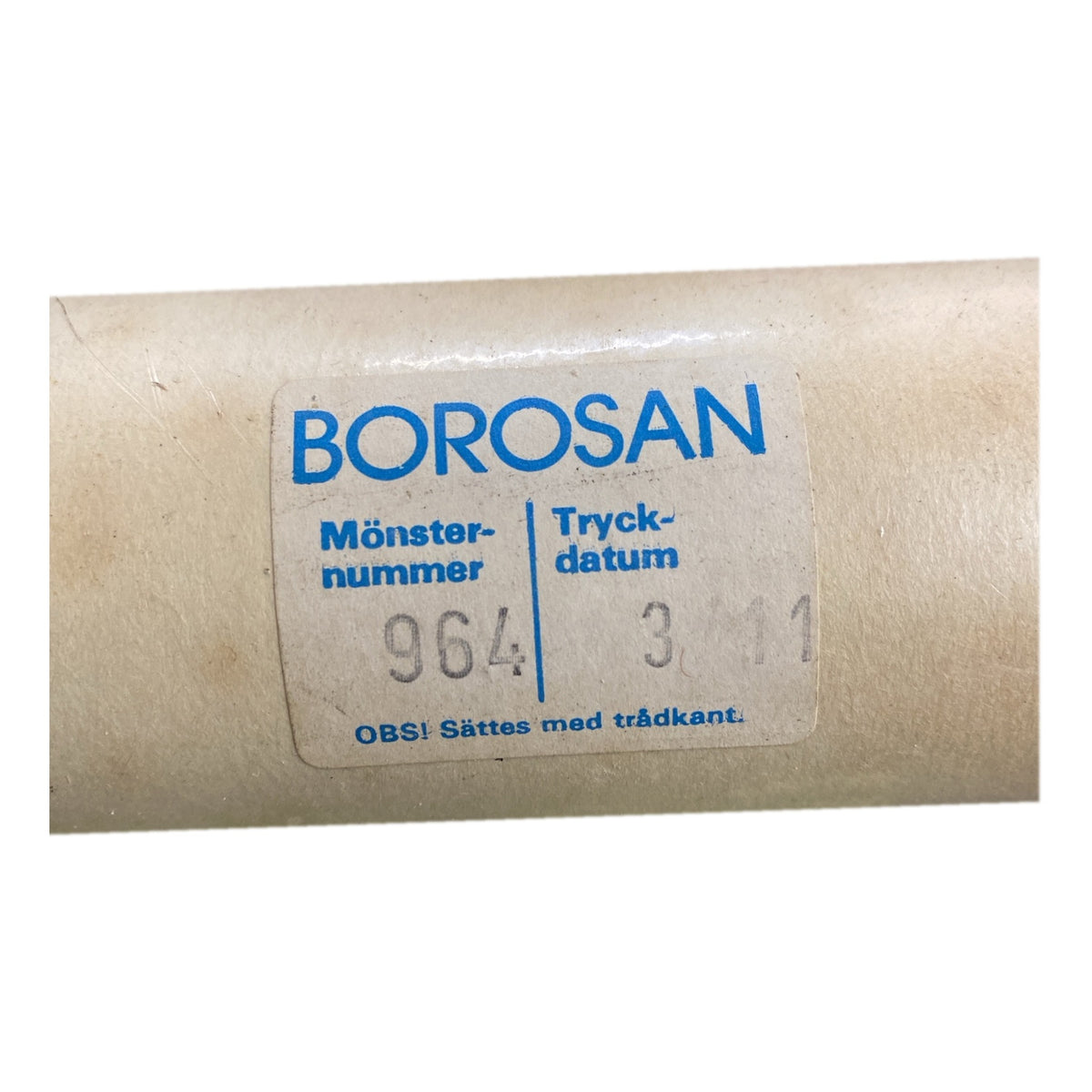 Tapetrulle Borosan 964 med etikett och mönsternummer
