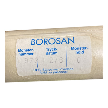 Tapetrulle Borosan 973 etikett med tryckdatum 2/6