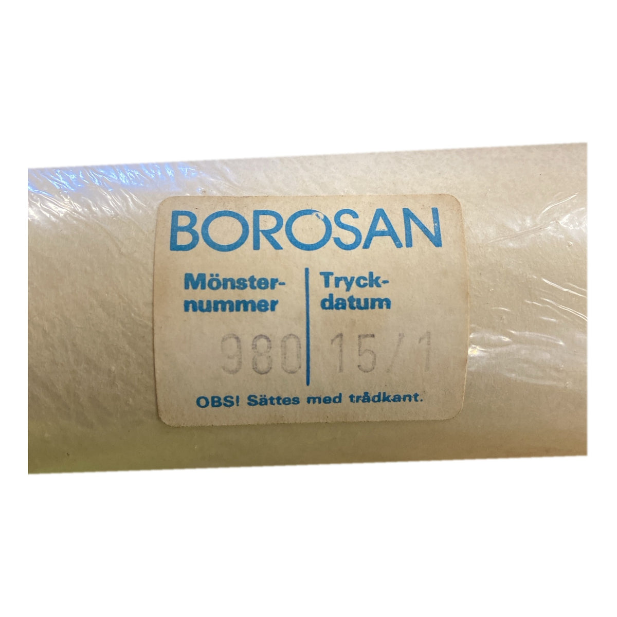 Tapetrulle Borosan 980 etikett med tryckdatum 15/1