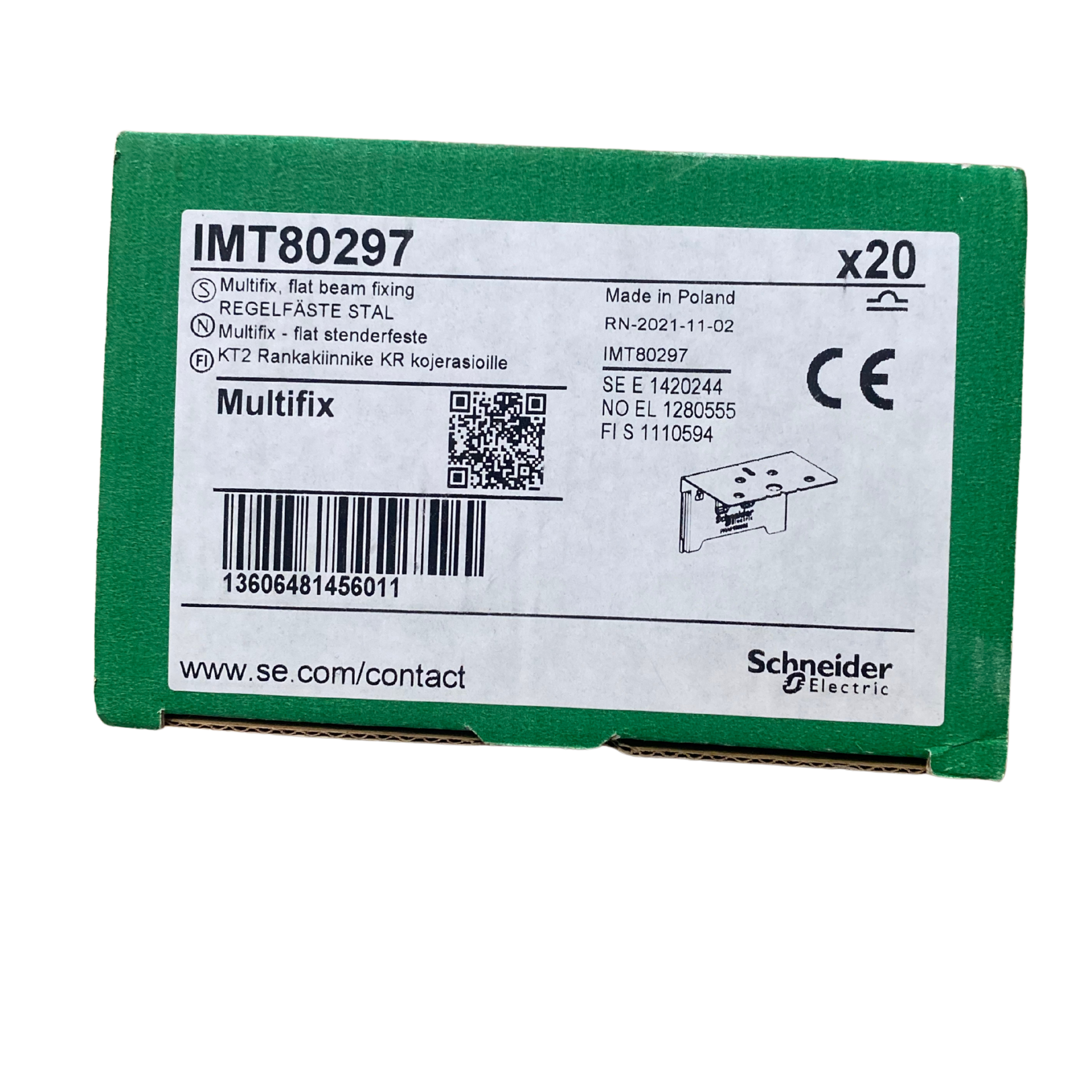 Förpackning med Thorsman Multifix Eco IMT36013 regelfäste i stål, 20-pack