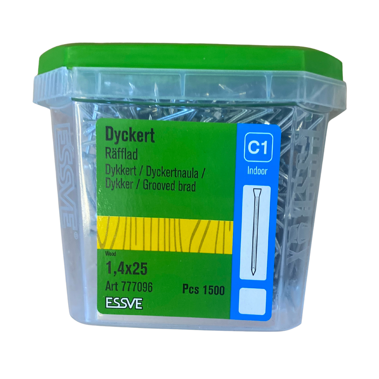 ESSVE Dyckert räfflad 1,4x25mm förpackning med 1500 st, svensk etikett