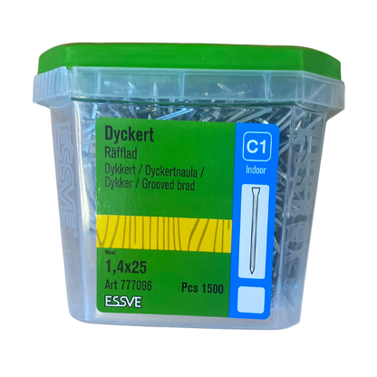 ESSVE Dyckert räfflad 1,4x25mm förpackning med 1500 st, svensk etikett