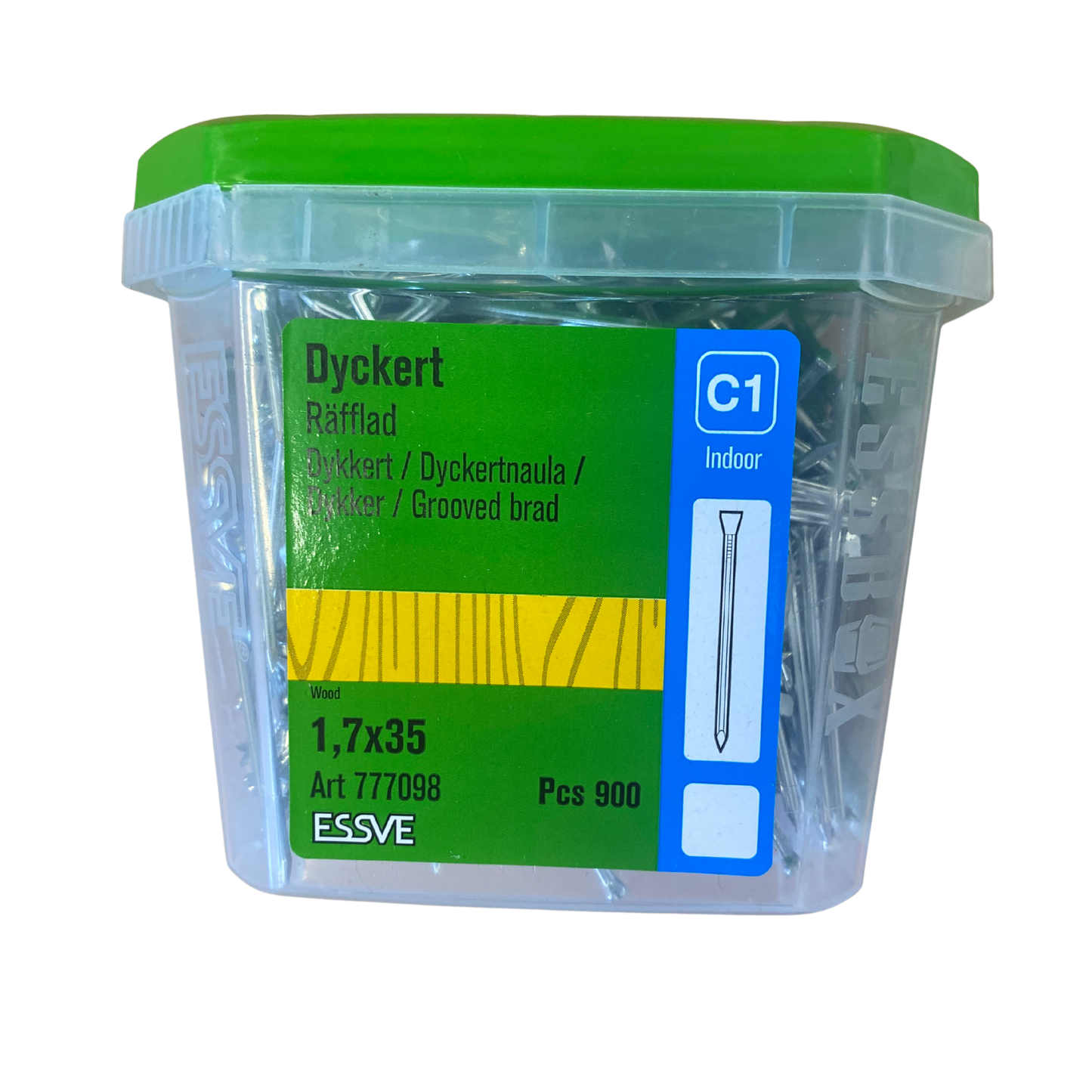 ESSVE Dyckert räfflad 1,7x35mm förpackning med 900 st, svensk etikett
