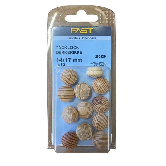 FAST Täcklock runt 14/17mm i furu, originalförpackning med 12 st