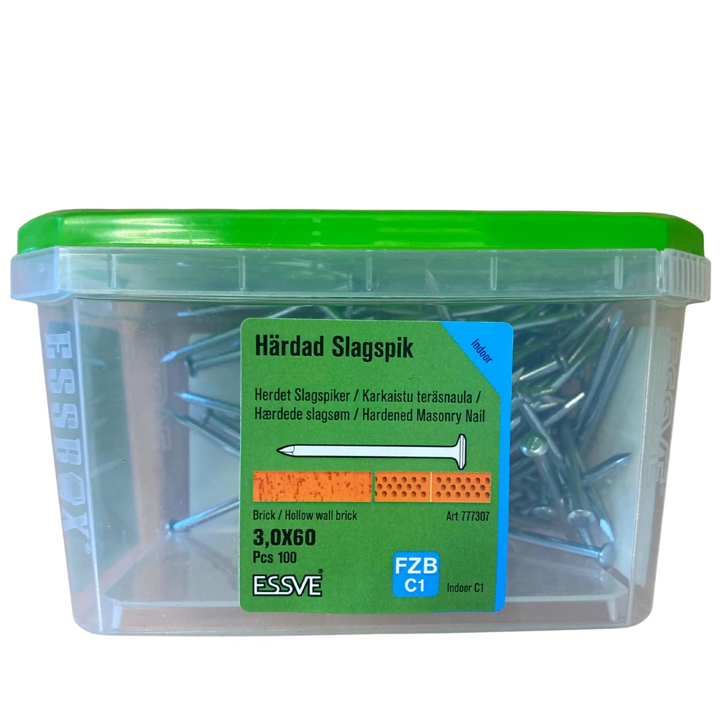 ESSVE Härdad slagspik 3,0x60mm förpackning med 100 st, framsida