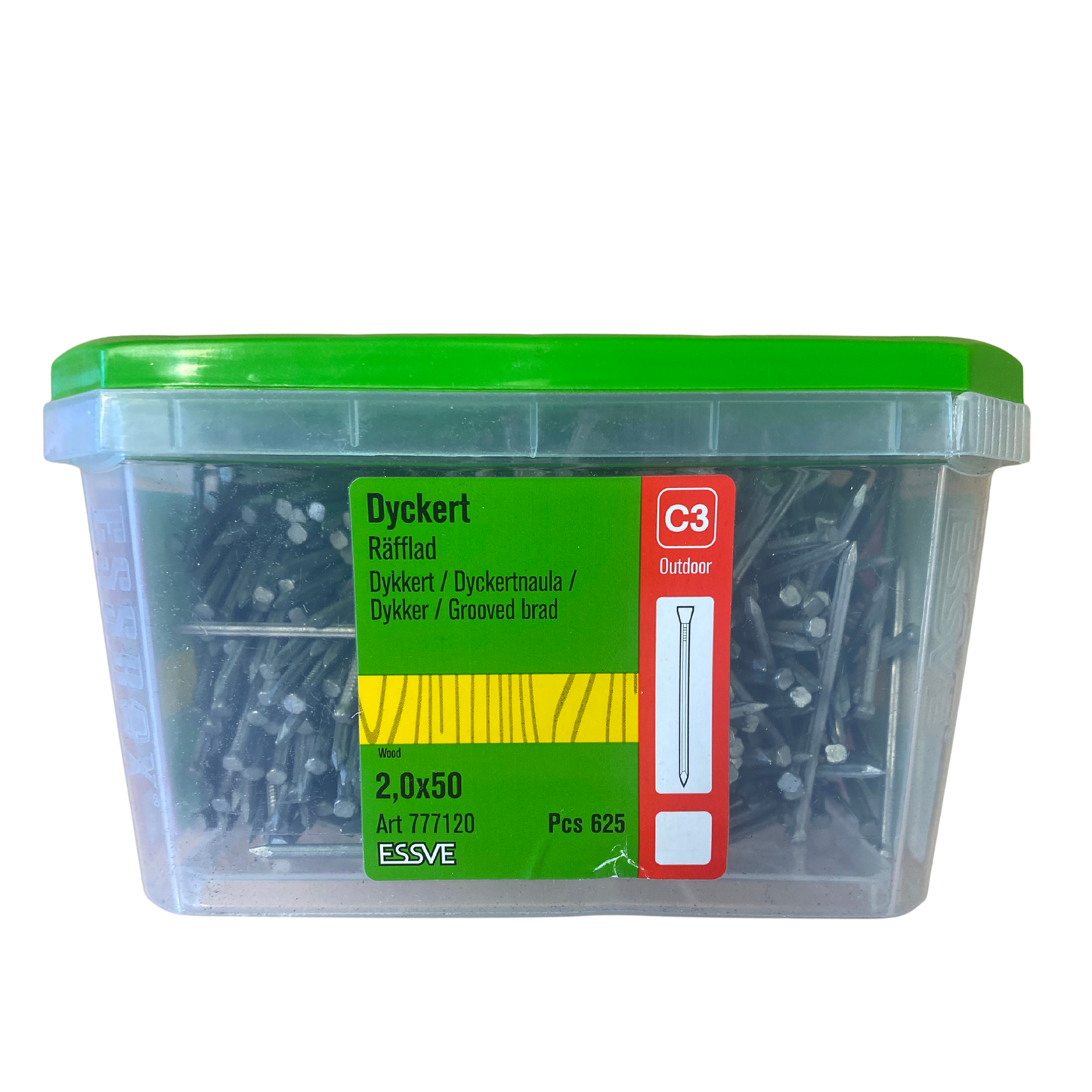 ESSVE Dyckert räfflad 2,0x50mm förpackning med 625 st, svensk etikett