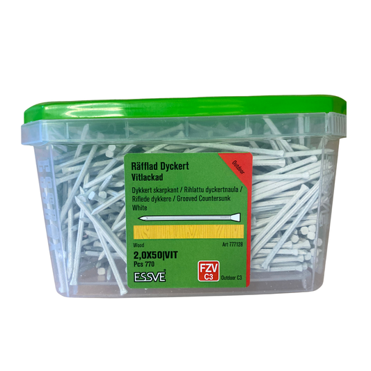 ESSVE Räfflad dyckert vitlackad 2,0x50mm förpackning med 770 st, framsida